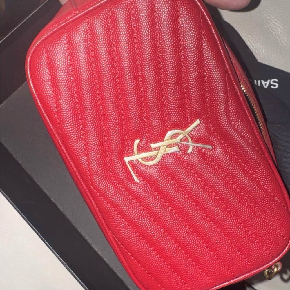 Yves Saint Laurent Red Quilted Cosmetic Case
